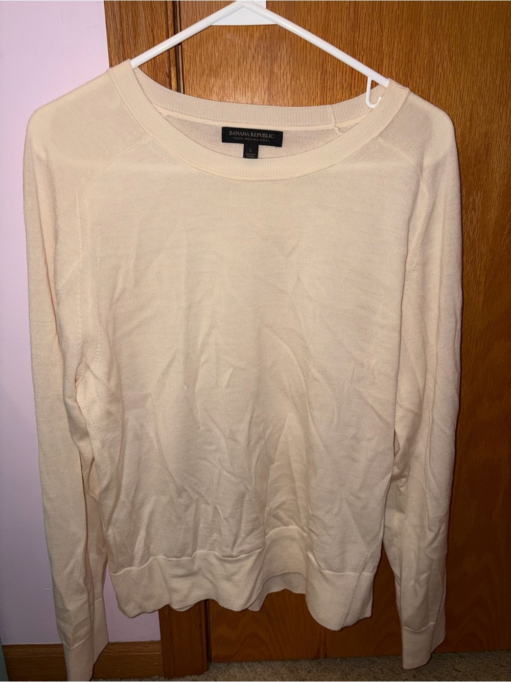 Banana Republic Cream 100% Merino Wool Sweater L